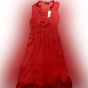 Geranium red Tahari midi-dress NWT